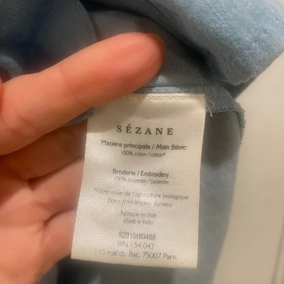 Sezane Light Blue Embroidered Blouse - Picture 5 of 5